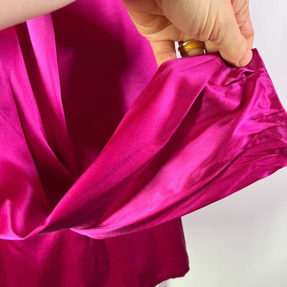 Pendleton Size 14 Silk Satin Pink Blouse Top Pleated Long Sleeve - Picture 11 of 16